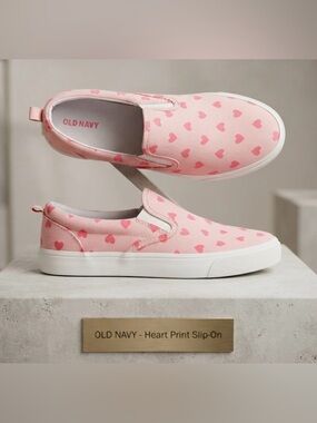 Old Navy | pink hearts 🩷 canvas slip on shoes | 4